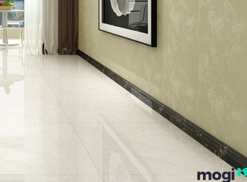 Gạch ốp chân tường vân đá marble màu đen