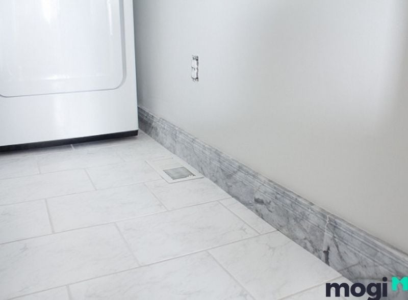 Gạch ốp chân tường vân đá marble màu ghi xám