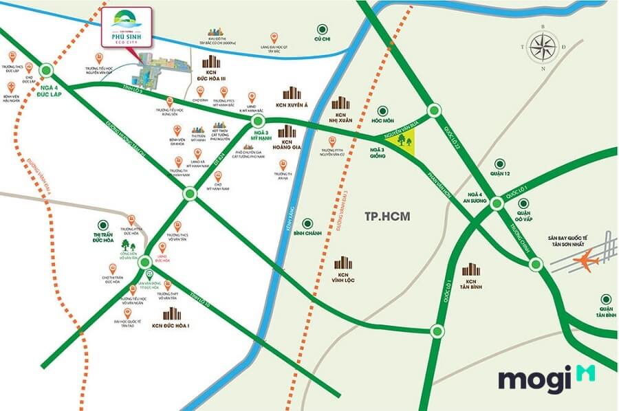 Dự án Cát Tường Phú Sinh: KĐT nổi bật tại Đức Hòa, Long An 4 Khu đô thị Cát Tường Phú Sinh sở hữu vị trí vàng tiềm năng ở phía Tây Bắc.