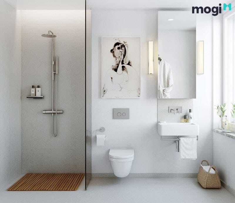Thiết kế phòng tắm rộng rãi, thoáng mát