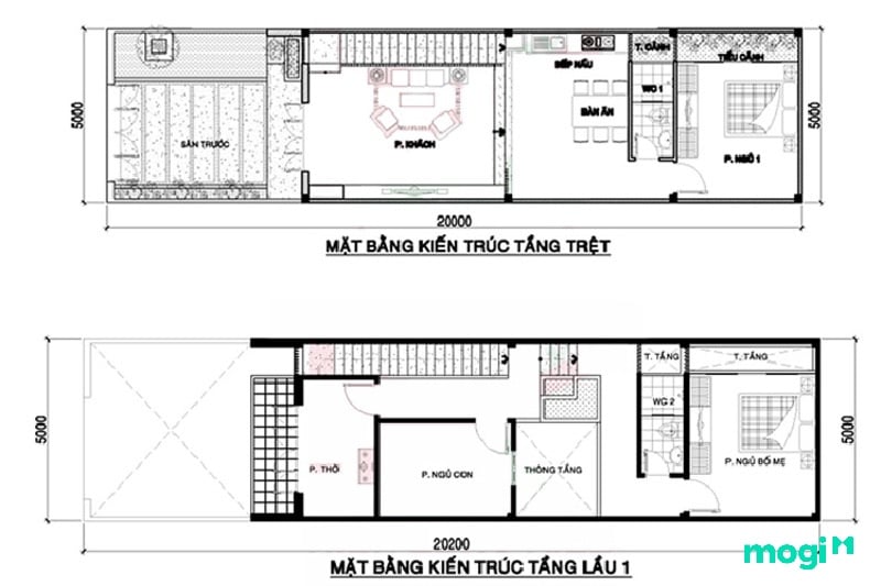 Mẫu thiết kế 5x18 bản vẽ nhà ống 2 tầng đẹp và bản vẽ mặt bằng 5 5x18 bản vẽ nhà ống 2 tầng