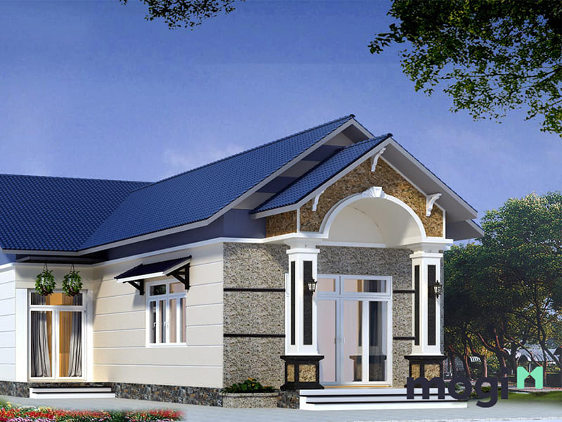 10 mẫu mặt tiền nhà cấp 4 mái tôn đơn giản và đẹp nhất hiện nay 8 Mẫu nhà cấp 4 có sân vườn