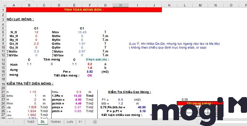 Tính toán bằng Excel