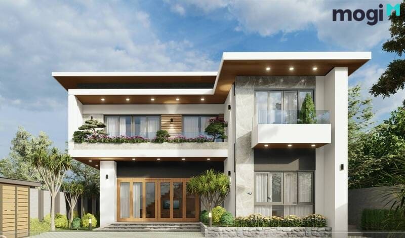 Nhà chữ L mái bằng giúp thoáng mát, dễ dàng thi công