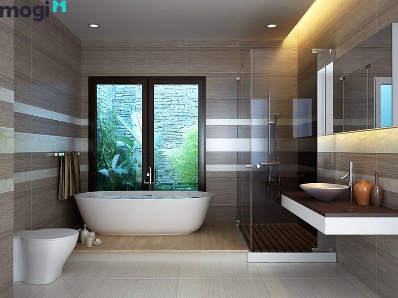 Nhà vệ sinh kiểu Nhật đơn giản nhưng không đơn điệu