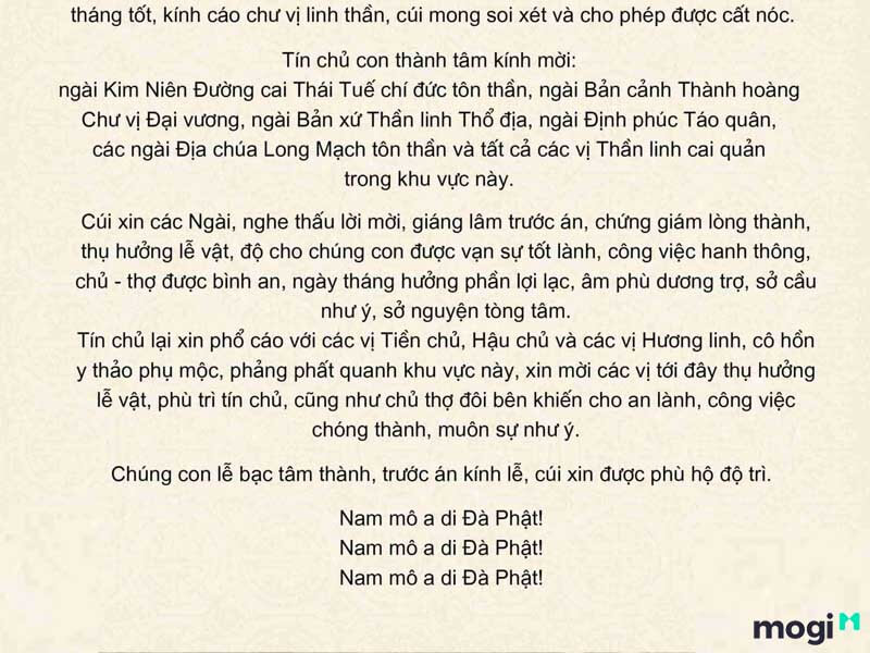 Văn khấn lễ cất nóc nhà phần 2