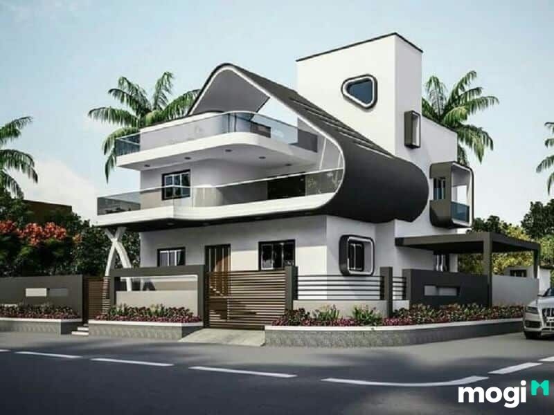 Mẫu nhà vườn 2 tầng mái dốc