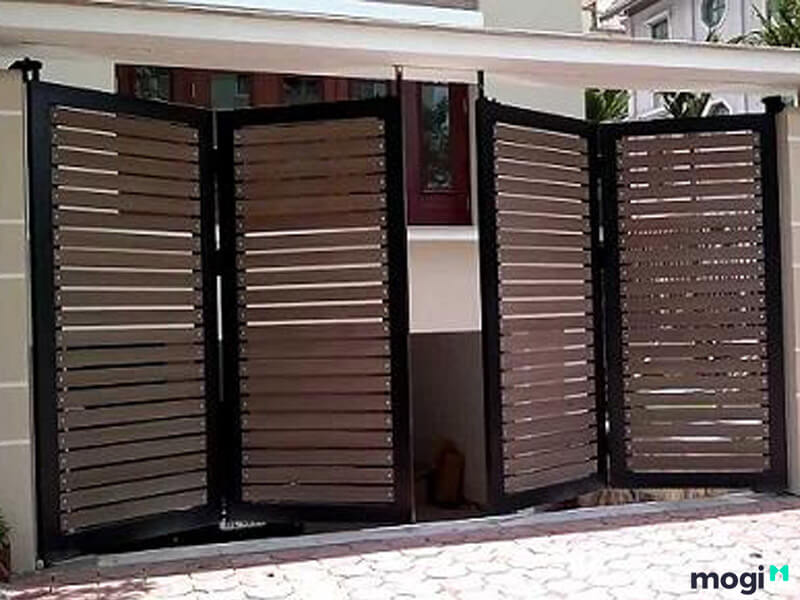 Cổng nhà đẹp bằng sắt 4 cánh hiện đại