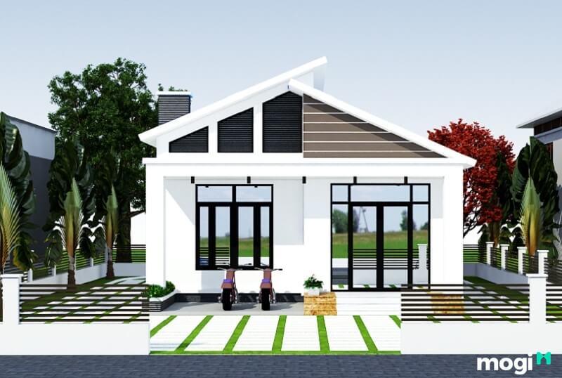 Mẫu nhà 2 mái lệch cấp 4 đẹp