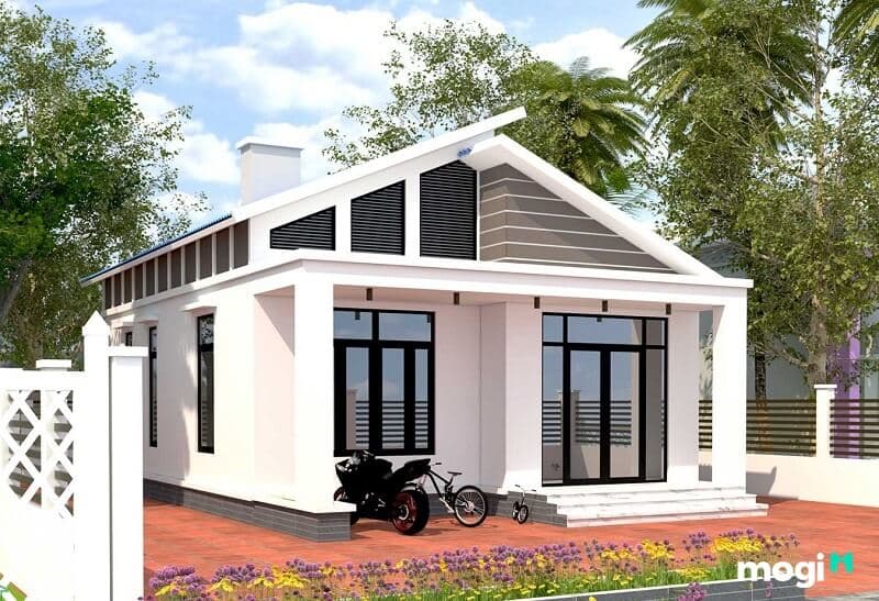 Nhà cấp 4 hai mái tôn lệch 3 phòng ngủ