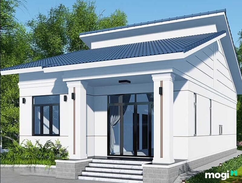 Nhà cấp 4 mái tôn lệch 2 phòng ngủ