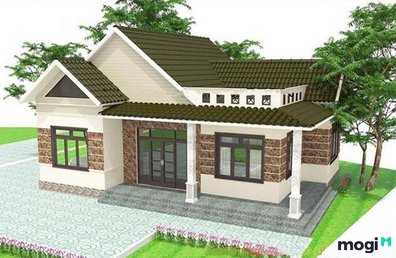 Mẫu nhà 3 gian với mái giật cấp