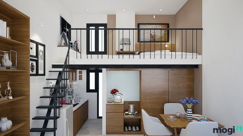 Thiết kế phòng trọ 30m2 - Cải tạo thiết kế tường, gác xép, lan can