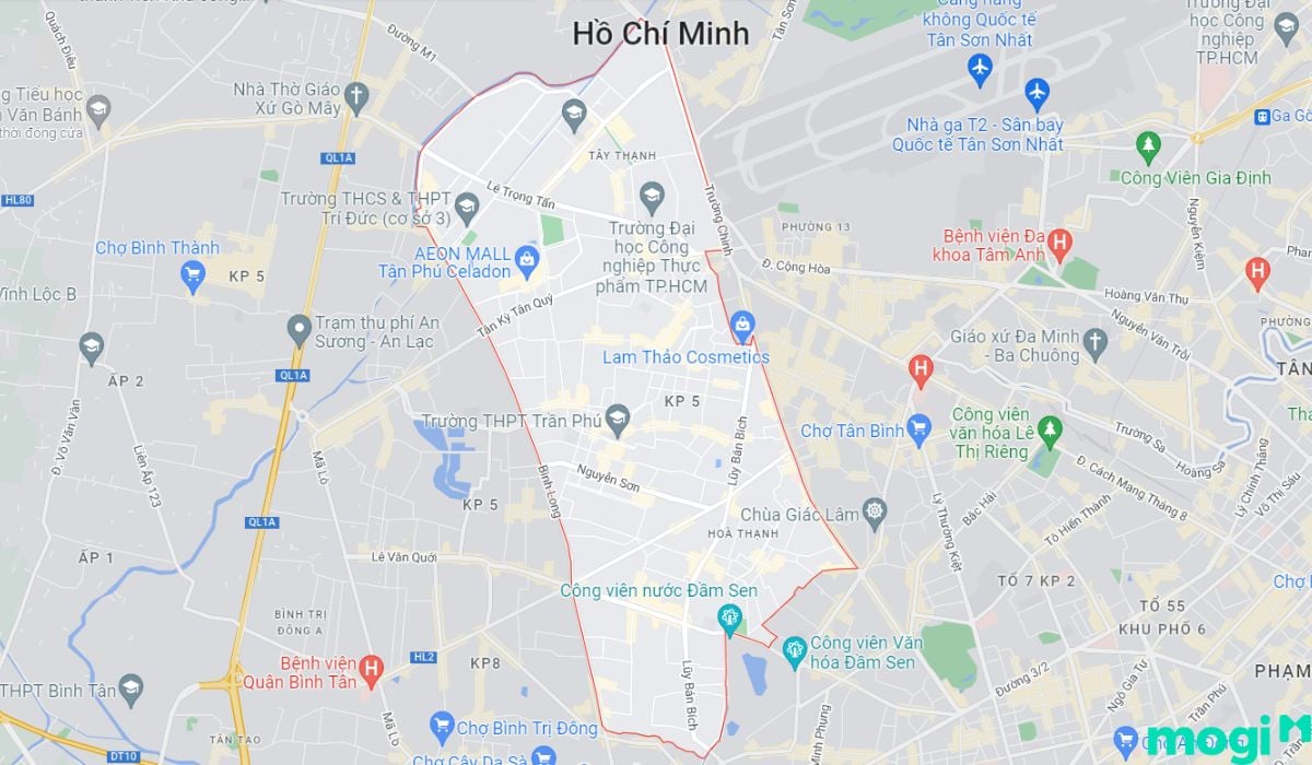 Bản đồ vị trí quận tân phú
