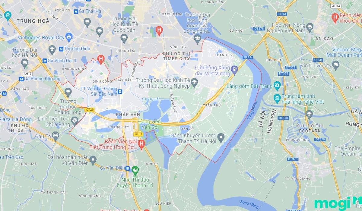Diện tích quận Hoàng Mai