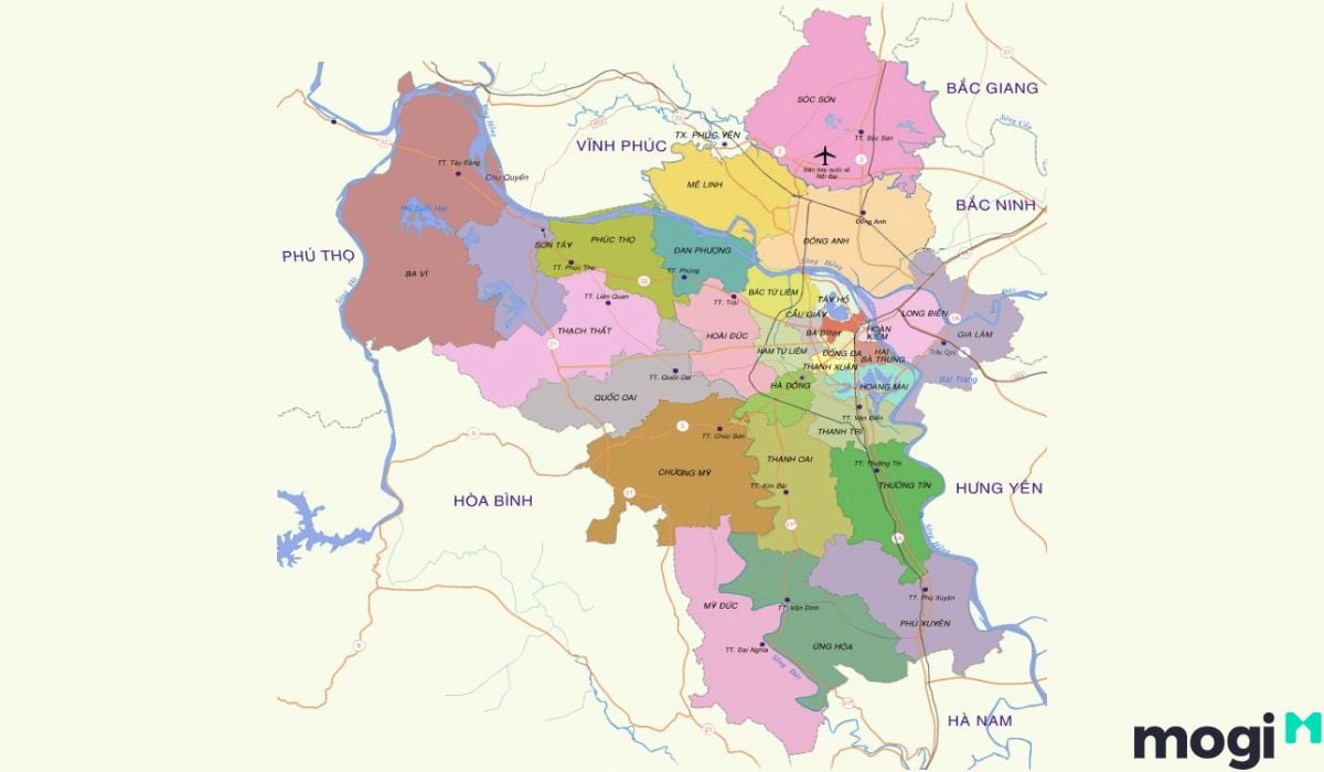 bản đồ hành chính quận hà đông