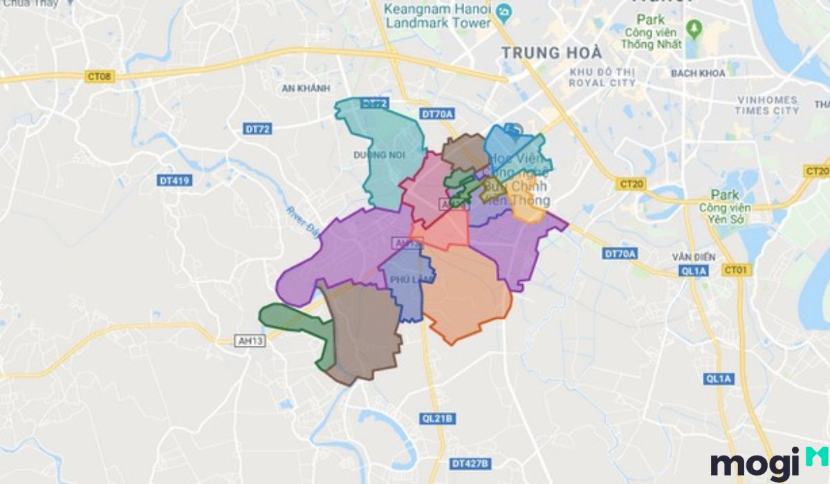 diện tích quận Hà Đông