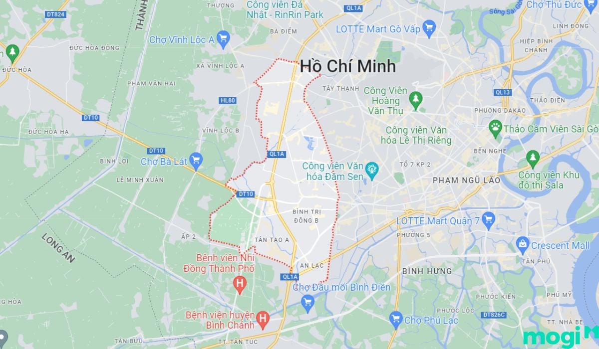 Vị trí địa lý Quận Bình Tân