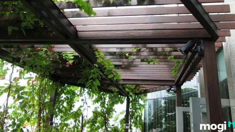 Giàn hoa sắt ngoài trời gỗ