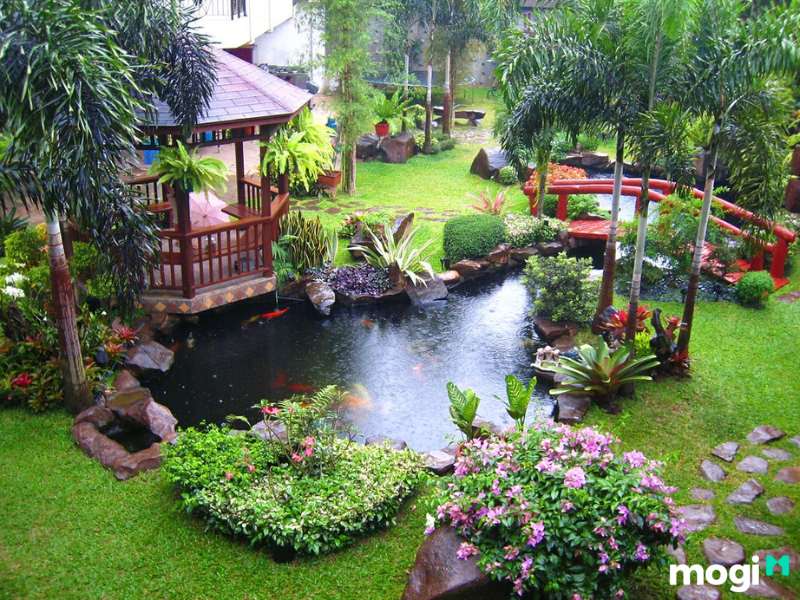 Thiết kế sân vườn nhà quê ao hồ