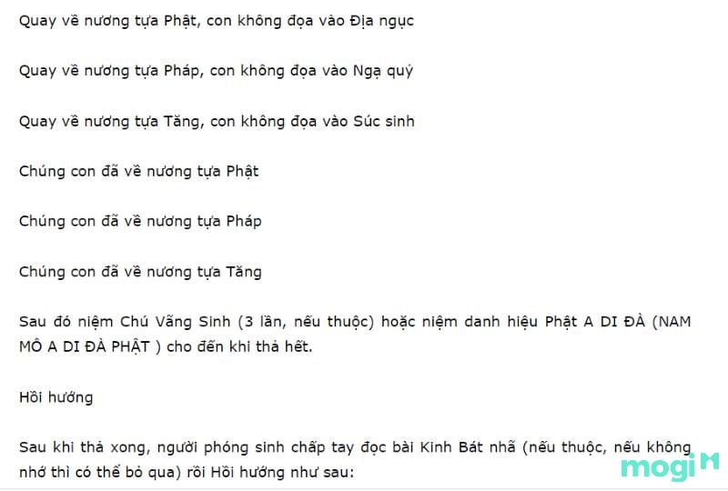 nghi thức phóng sanh