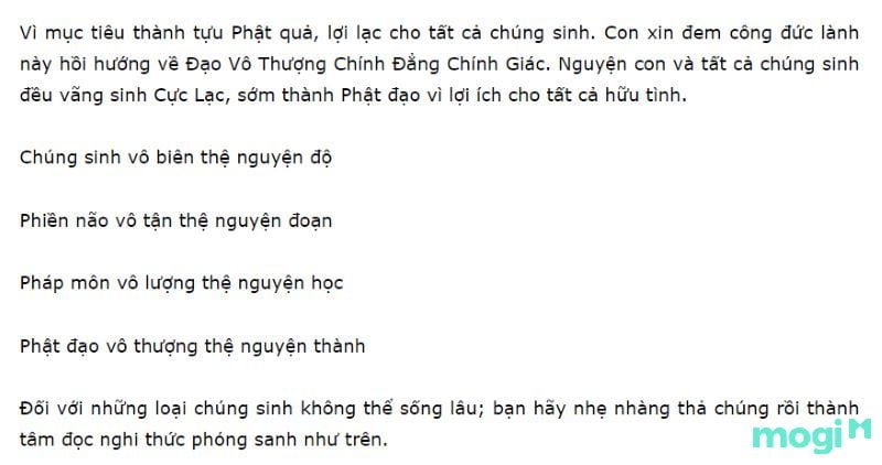 nghi thức phóng sanh