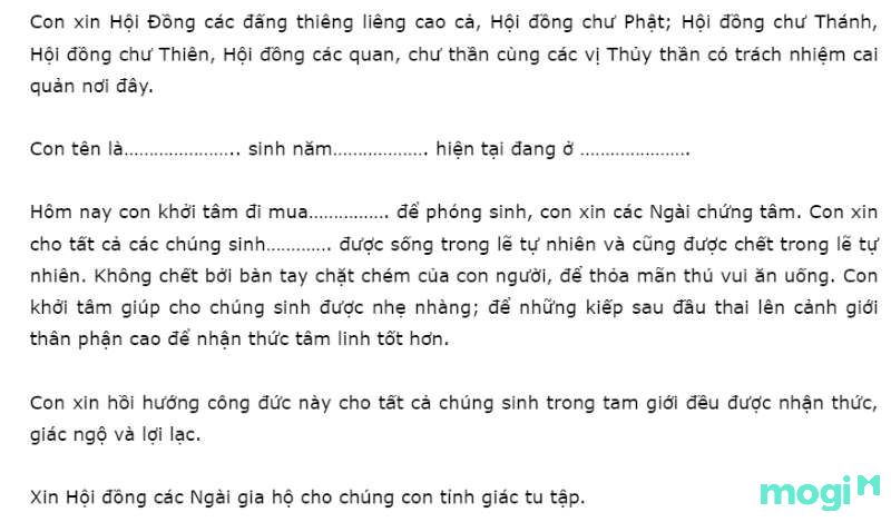 nghi thức phóng sanh