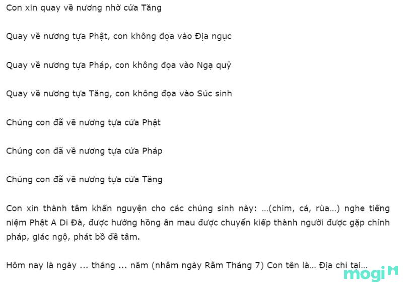 nghi thức phóng sanh
