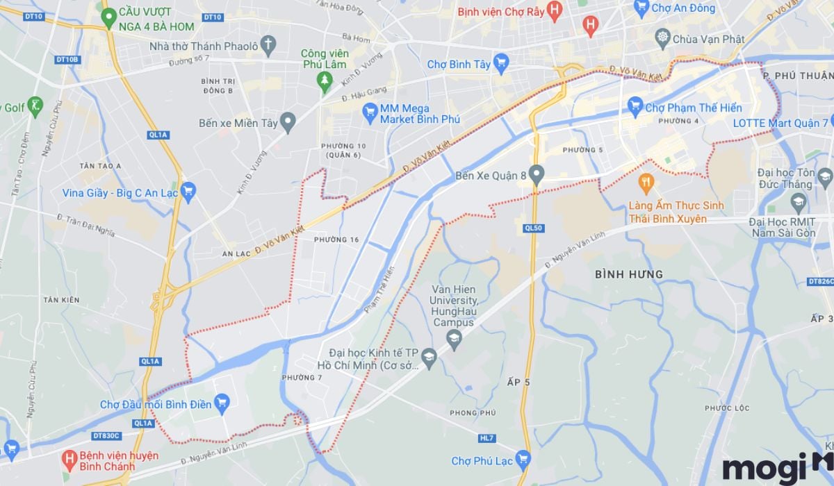 Vị trí địa lý phòng trọ Quận 8