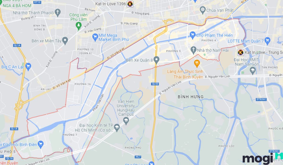 Diện tích và đơn vị hành chính tại quận 8