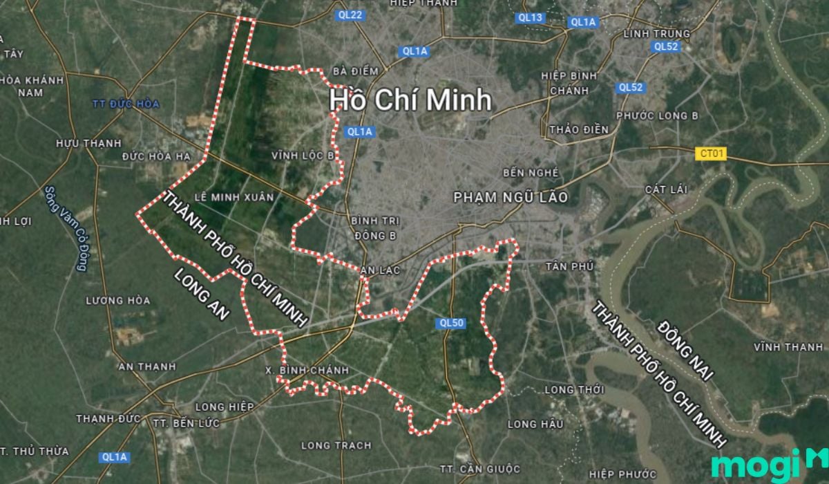 Bản đồ địa lý thuê phòng trọ Bình Chánh