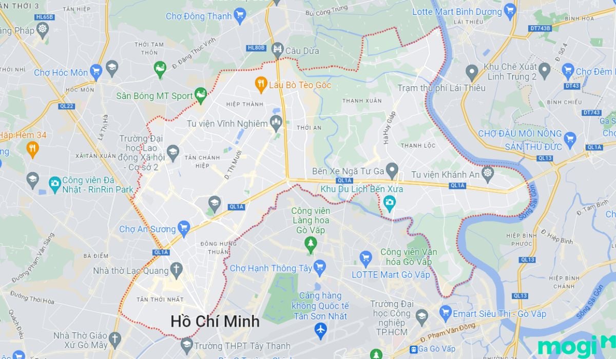Vị trí địa lý thuê biệt thự Quận 12