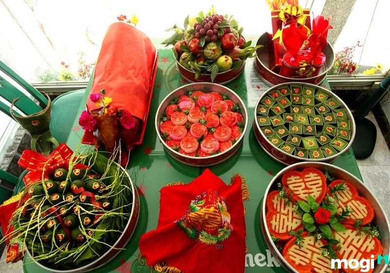 Mâm nạp tài của đám cưới người miền Nam.