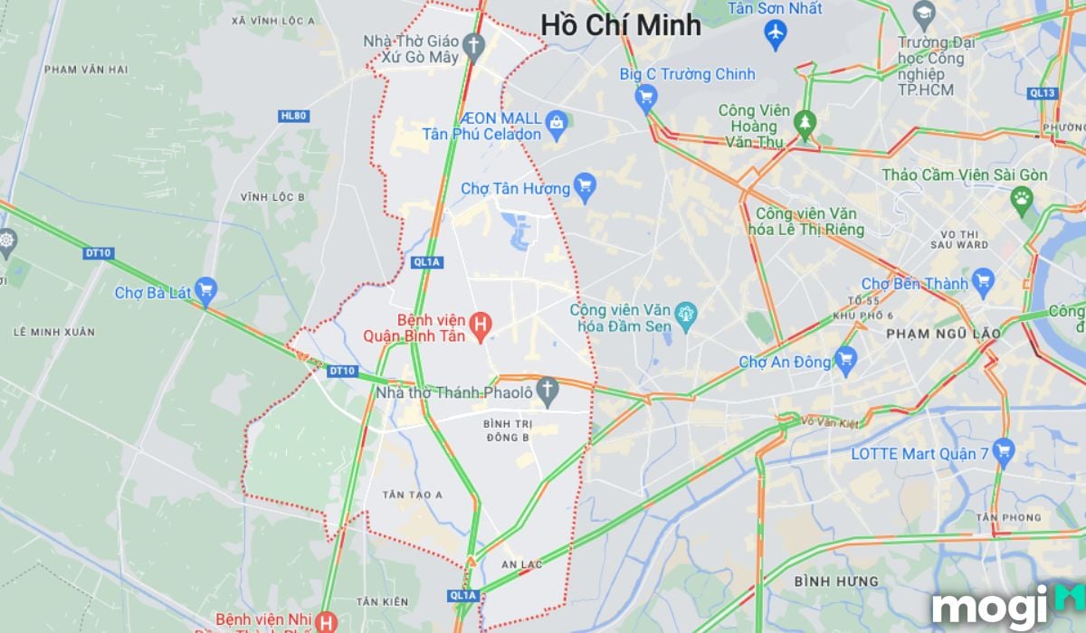 Đơn vị hành chính và diện tích bình tân