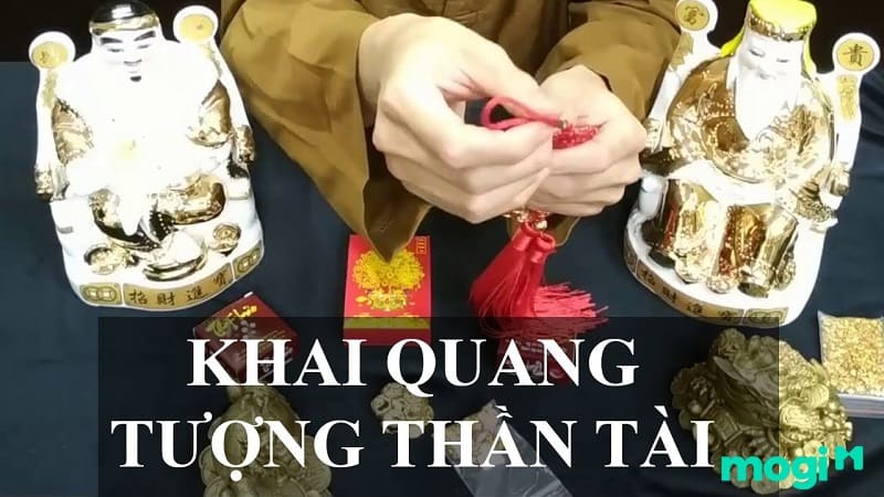 Khai quang điểm nhãn tượng Thần Tài - Thổ Địa