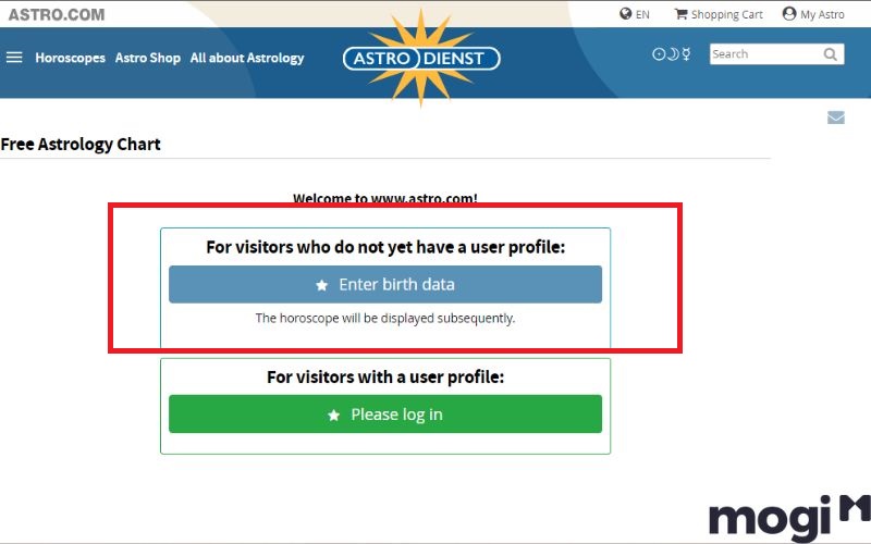 Chọn vào Enter birth data