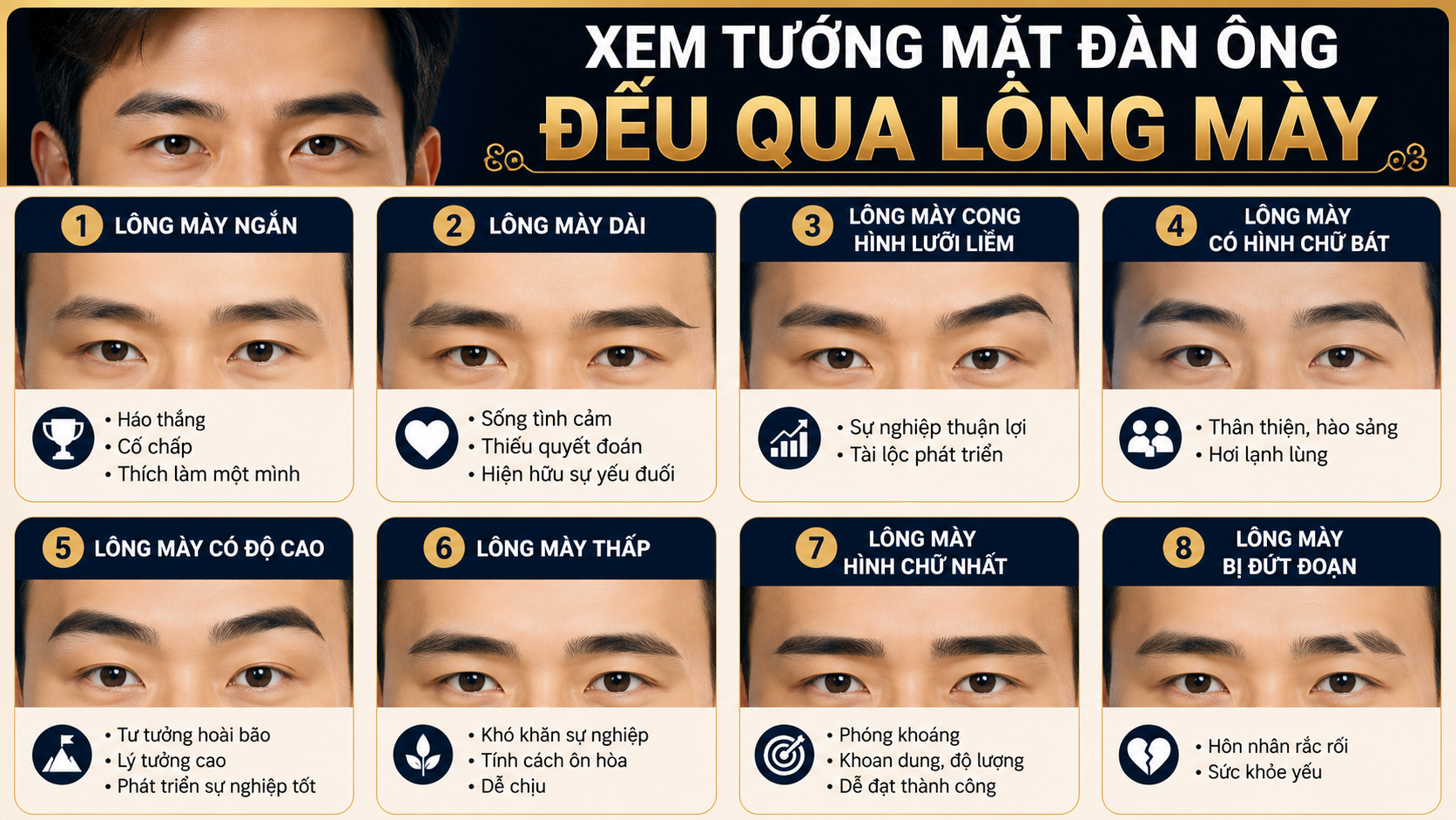 Chi Tiết Dấu Hiệu Tướng Mặt Đàn Ông Đểu Mà Phụ Nữ Cần Tránh Xa 8 Nhận diện tướng mặt đàn đểu qua lông mày
