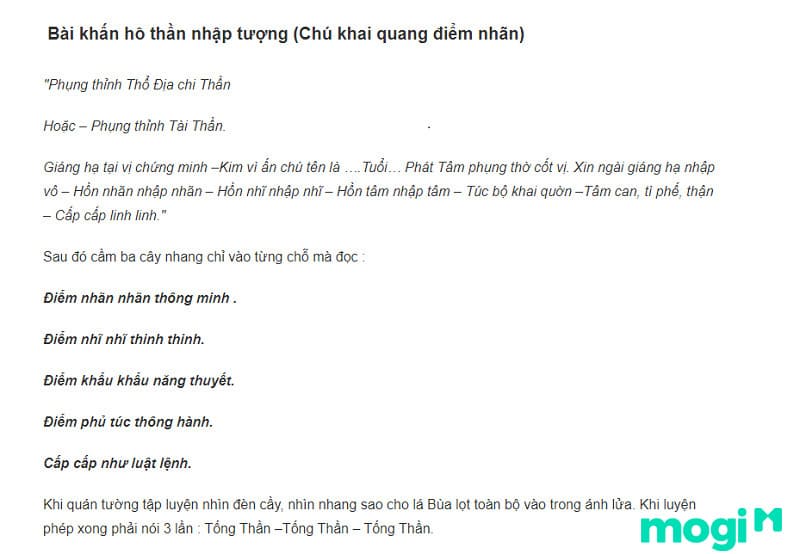 Thần chú khai quang điểm nhãn không thể thiếu trong buổi lễ