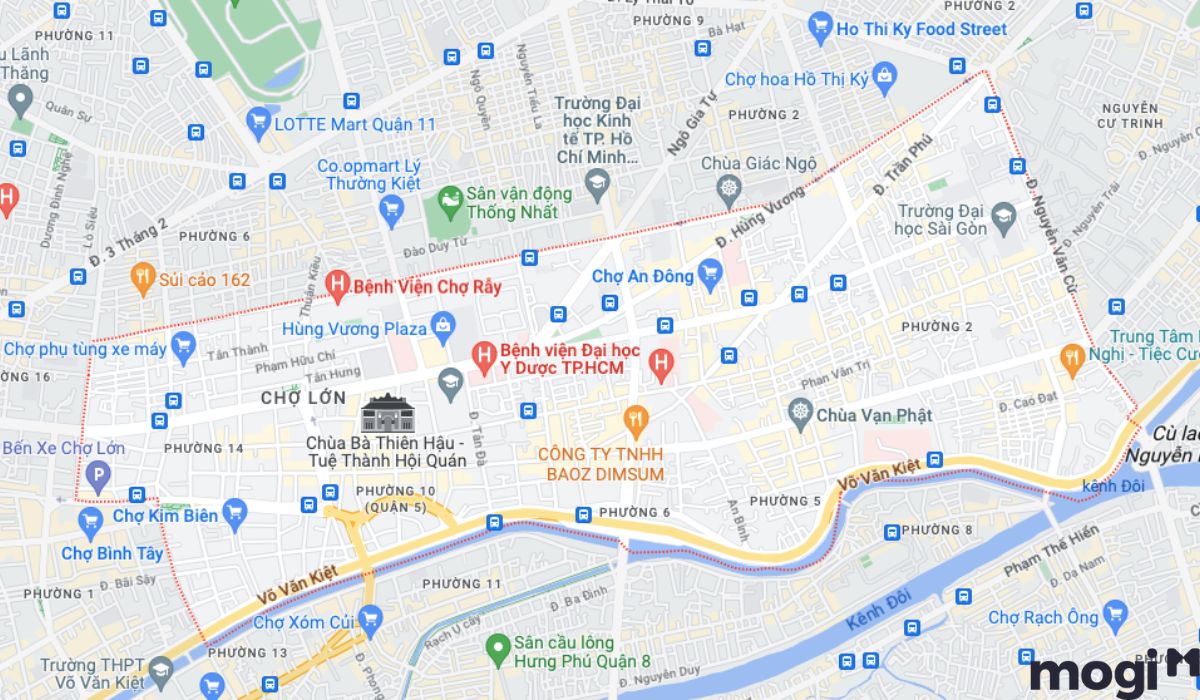 Đơn vị hành chính và diện tích quận 5