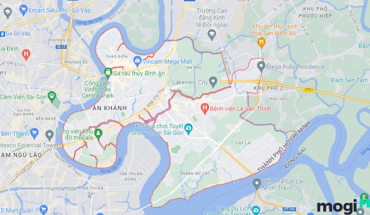 Vị trí địa lý Quận 2