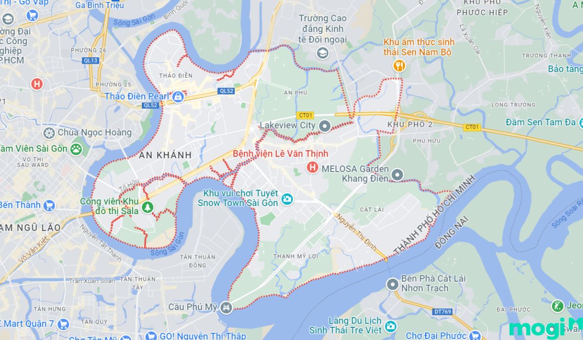 Vị trí địa lý của Quận 2
