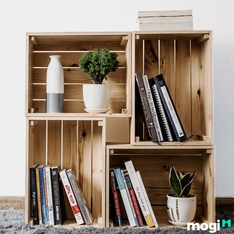 Kệ sách được thiết kế đơn giản, độc đáo