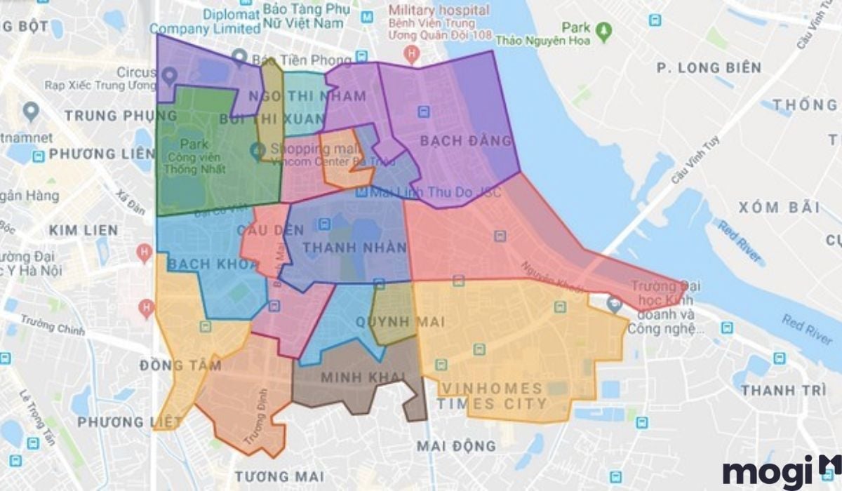 vị trí quận Hai Bà Trưng