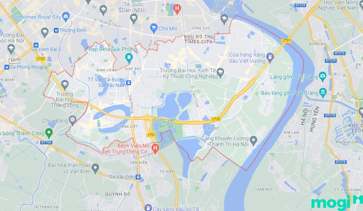 Vị trí địa lý Quận Hoàng Mai