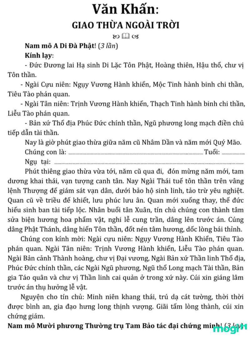 bài cúng ngoài sân