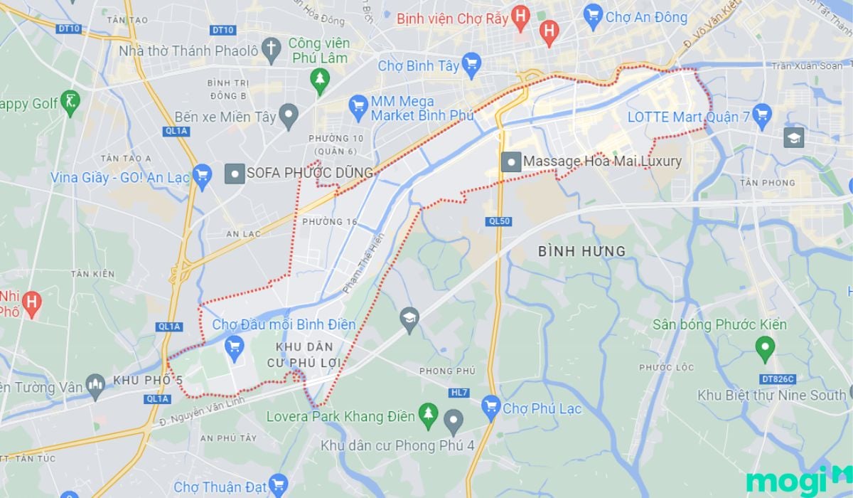 Vị trí địa lí cho thuê nhà mặt tiền quận 8