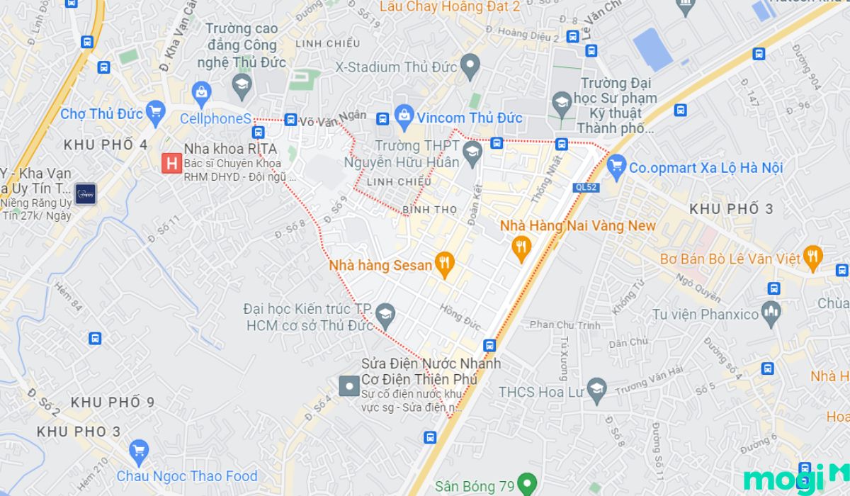 Vị trí cho thuê mặt bằng phường Bình Thọ Thủ Đức