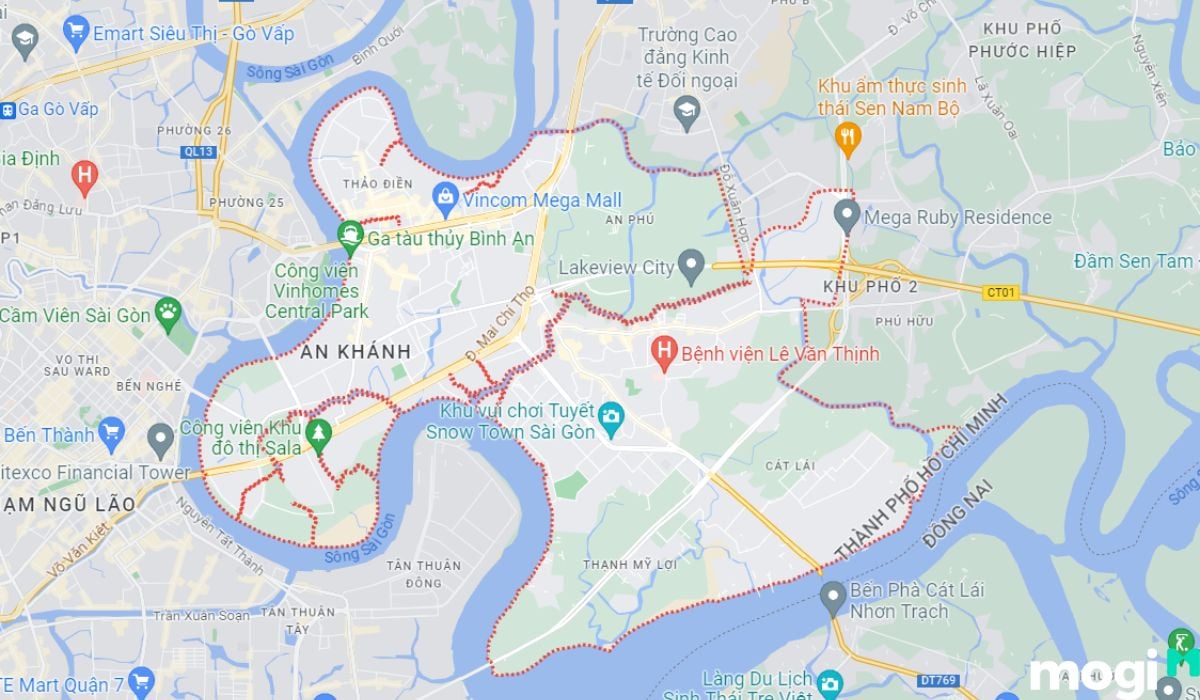 Vị trí cho thuê officetel quận 2