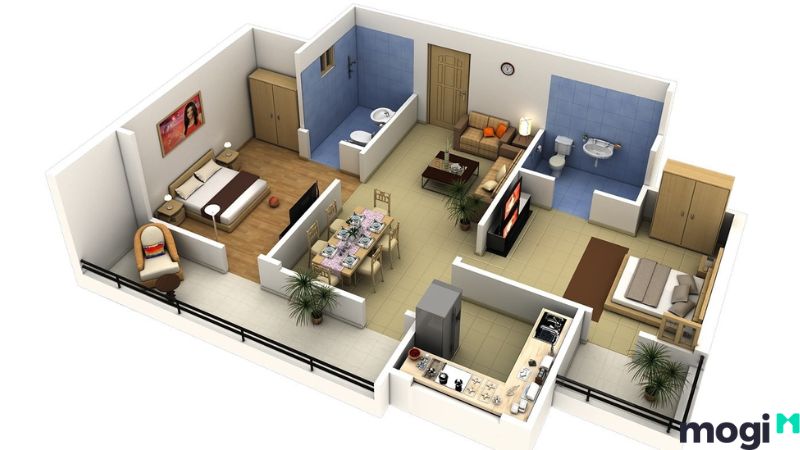 chi phí xây nhà cấp 4 2 phòng ngủ