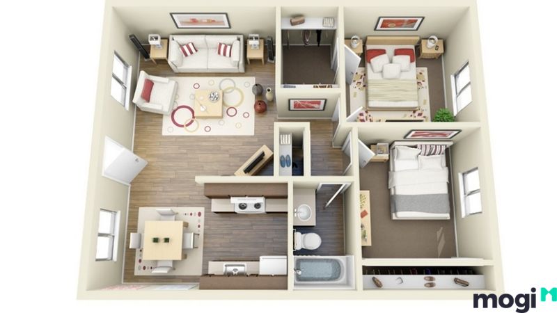 chi phí xây nhà cấp 4 2 phòng ngủ